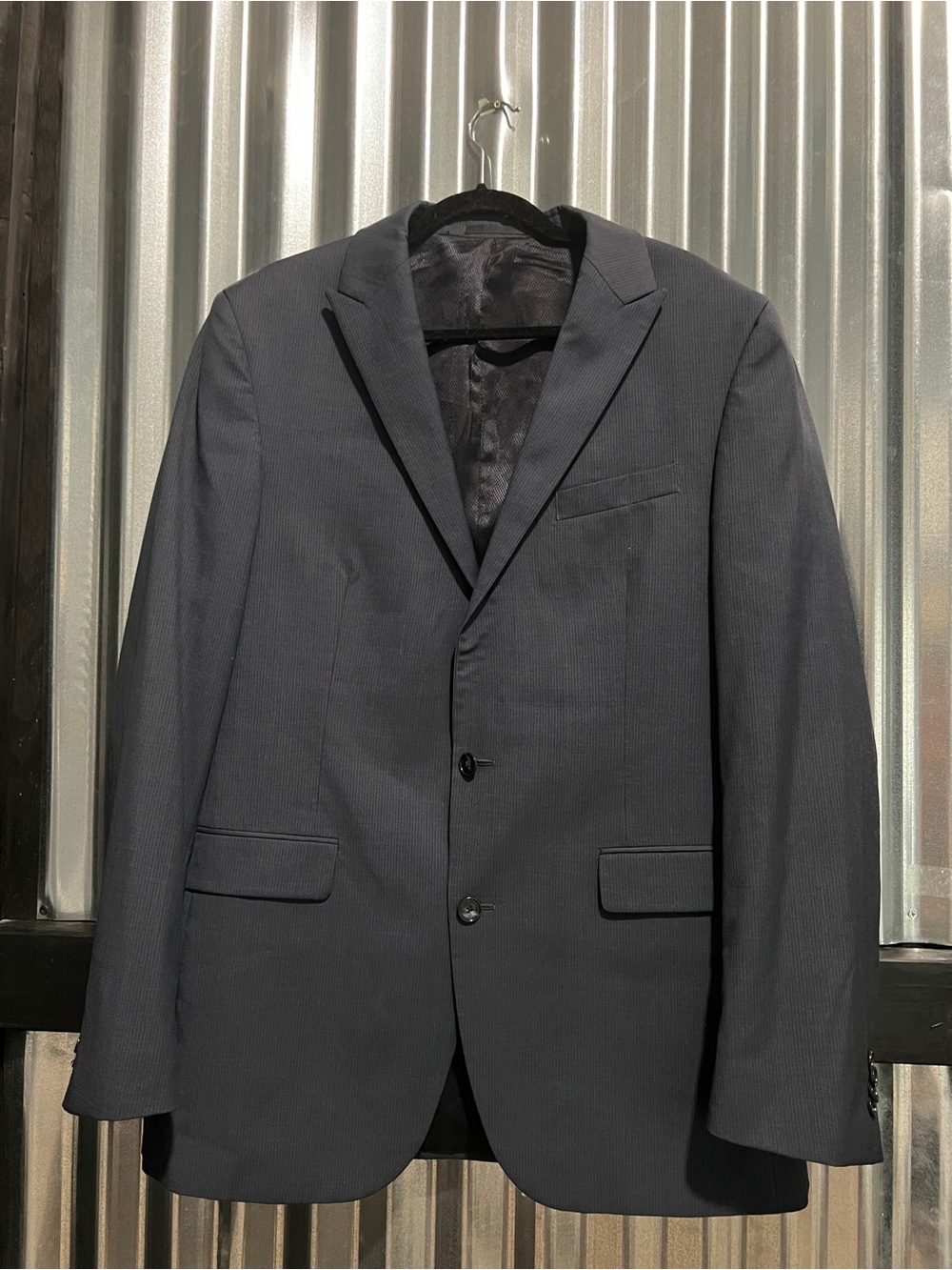 Kenneth Cole New York Men’s 100% Wool Suit Jacket – Charcoal Gray – 43L